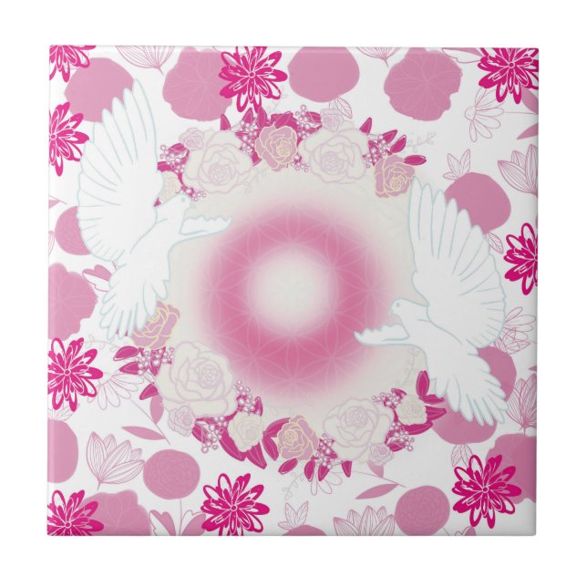 dove with flowers tile (Front)