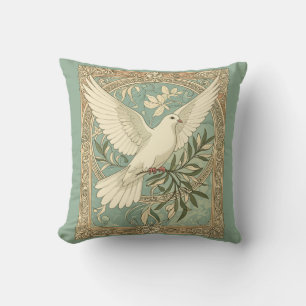 Dove With Olive Branch Christmas Design Cushion