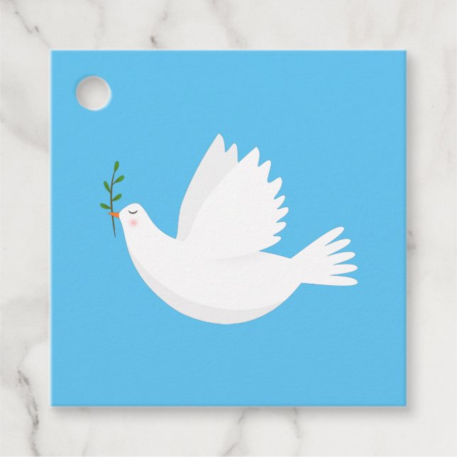 Dove with olive branch favour tags (Front)