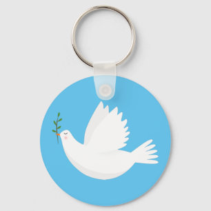 Dove with olive branch key ring