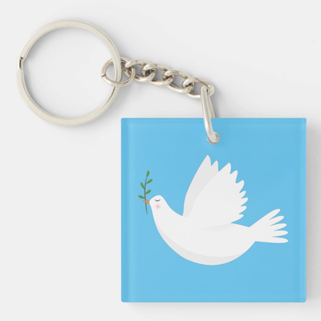 Dove with olive branch key ring (Front)
