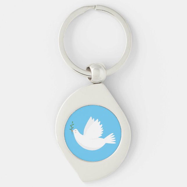 Dove with olive branch key ring (Front)