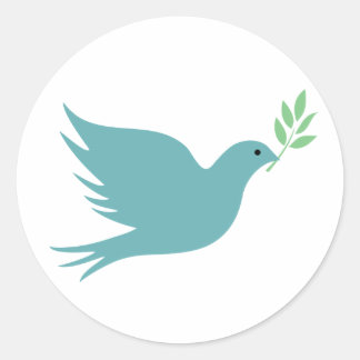Dove with olive branch sticker. classic round sticker