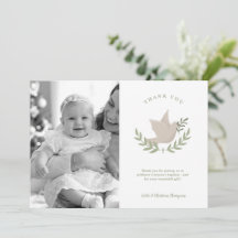 Dove with Twig Unisex Photo Thank You Card