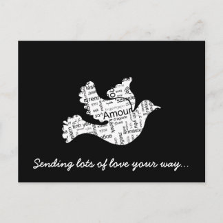 Dove word typography love in different languages postcard