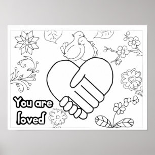 Dove you are loved wellness adult colouring poster