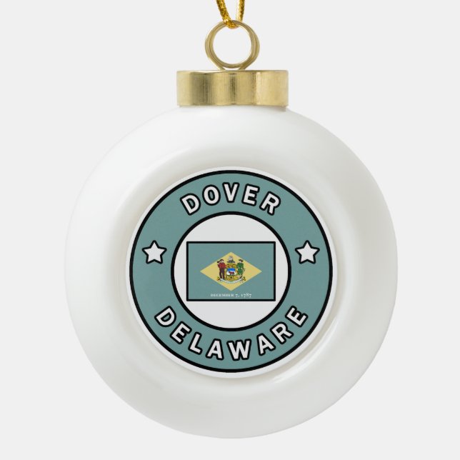 Dover Delaware Ceramic Ball Christmas Ornament (Front)