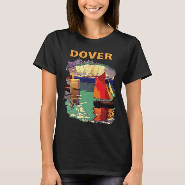 Dover England Cliffs Retro Travel T-Shirt (Front)