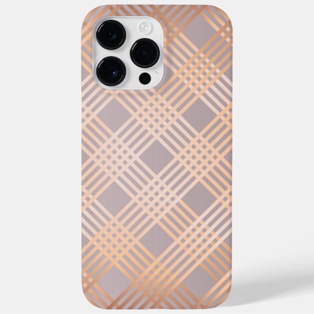 Dover Grey and Metallic Peach Plaid Case-Mate iPhone Case (Back)