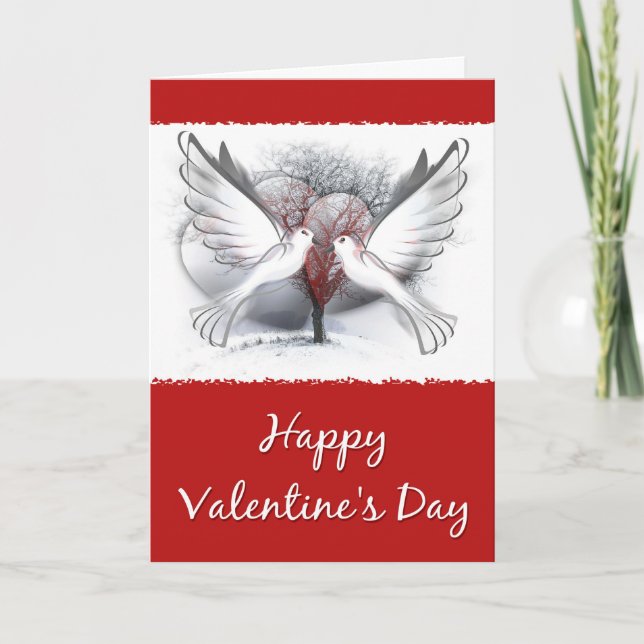 Doves and Hearts Valentines Card (Front)