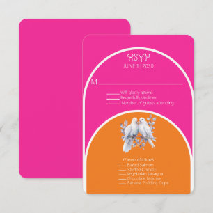 Doves and Rings Hot Pink and Tangerine Arched