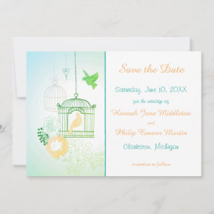 Doves & Cages Teal - Save the Date