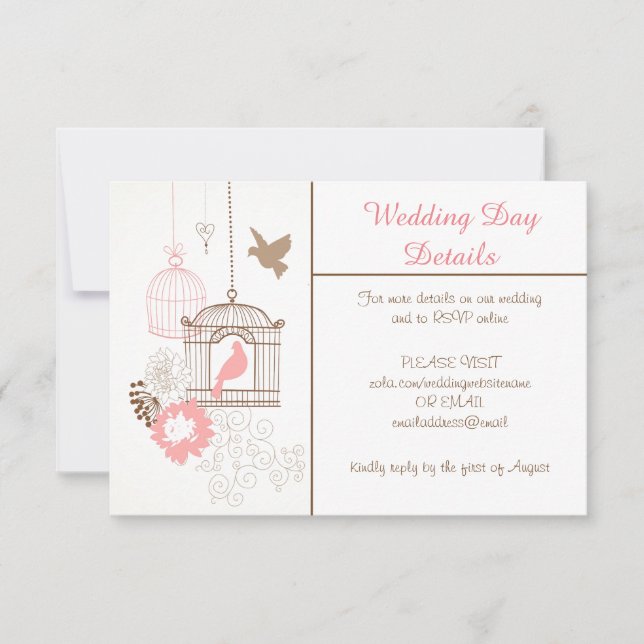 Doves & Cages - Wedding Day Details Invitation (Front)