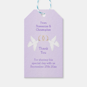 Doves Design Lilac Coloured Wedding Gift Tags