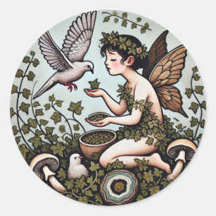 Doves Fairy Dove Fairies Nature Lovers Classic Round Sticker