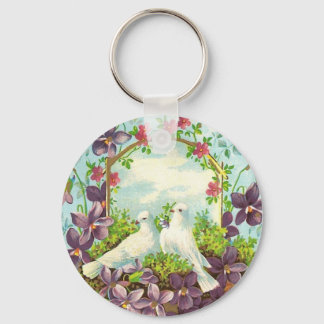 Doves & Flowers Key Ring