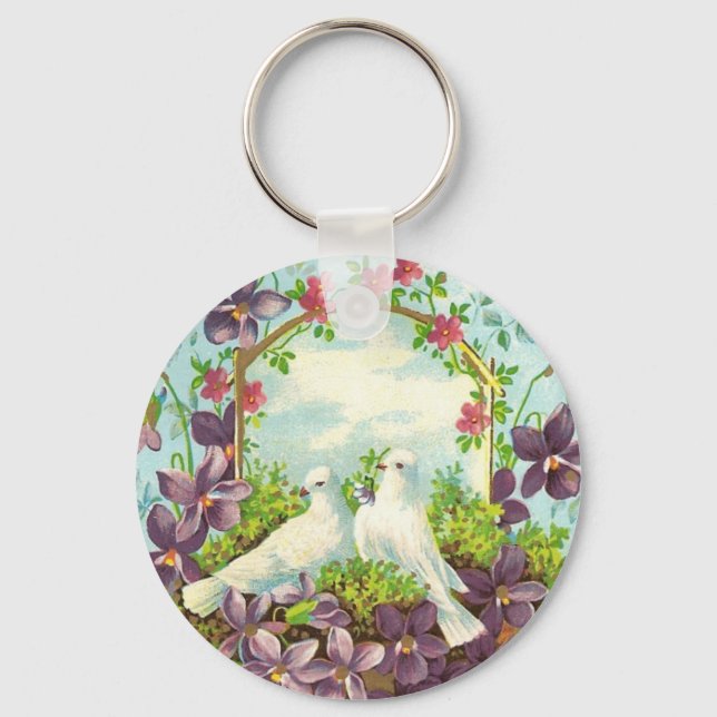 Doves & Flowers Key Ring (Front)