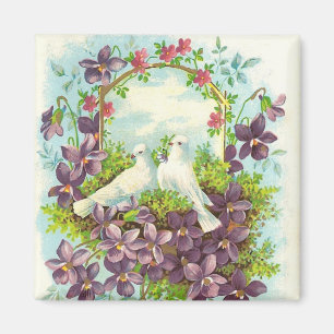 Doves & flowers magnet