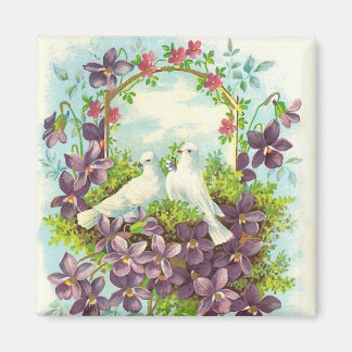 Doves & flowers magnet