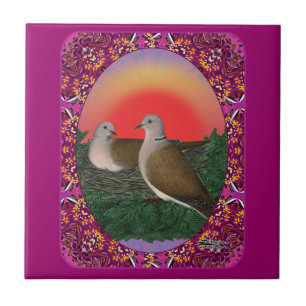 Doves Framed Tile