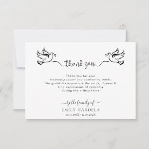 Doves Funeral Thank Card
