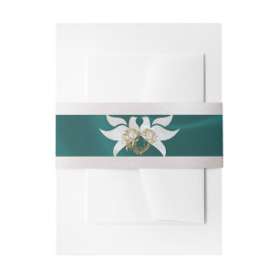 Doves & Heart on Teal Wedding Invitation Belly Band