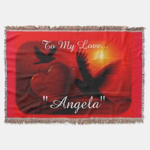 Doves & Hearts Love design Throw Blanket