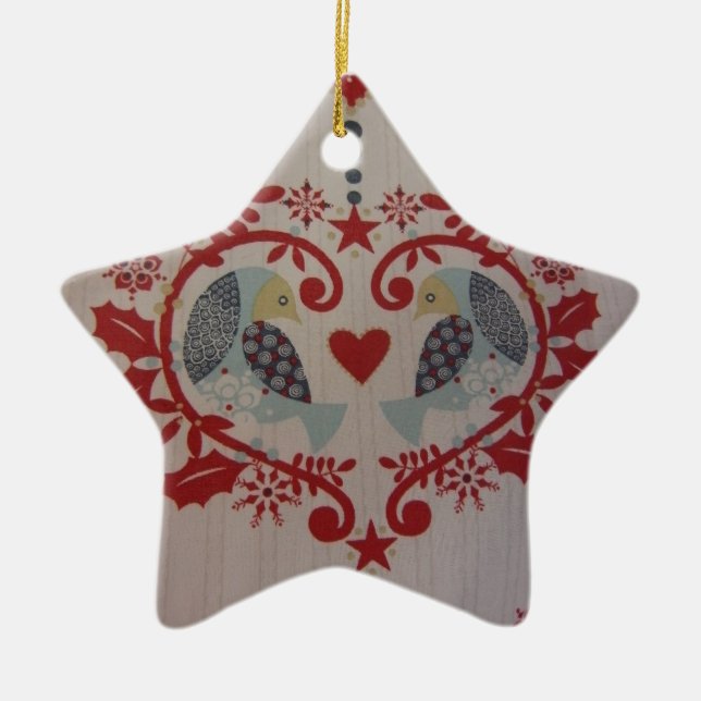 Doves & Hearts -- Pennsylvania Dutch Ceramic Tree Decoration (Front)