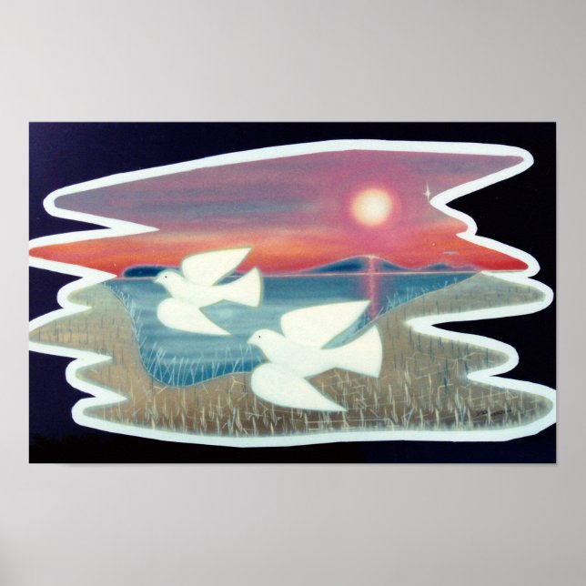 Doves in Flight Poster (Front)