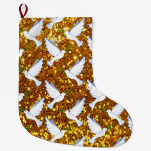 Doves Large Christmas Stocking