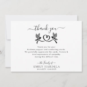 Doves Love Funeral Script Thank You Card