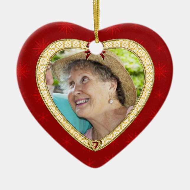 Doves Memorial Heart Custom Photo Ornament (Front)