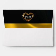 Doves & Monogram - Black/Gold Wedding
