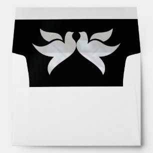 Doves & Monogram - Black Wedding Envelope