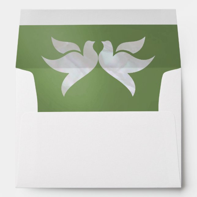 Doves & Monogram - Sage Wedding Envelope (Back (Bottom))