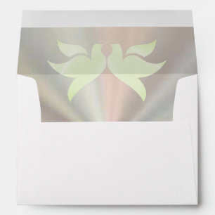 Doves & Monogram - White/Silver Wedding Envelope