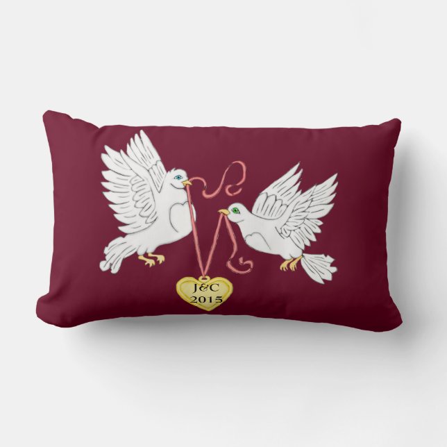 Doves of Love Personalise Lumbar Pillow (Front)