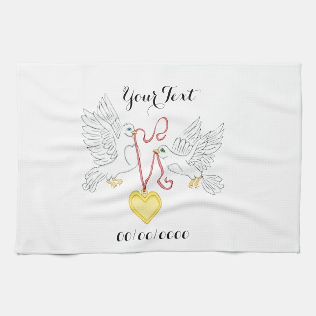 Doves Of Love Tea Towel (Horizontal)