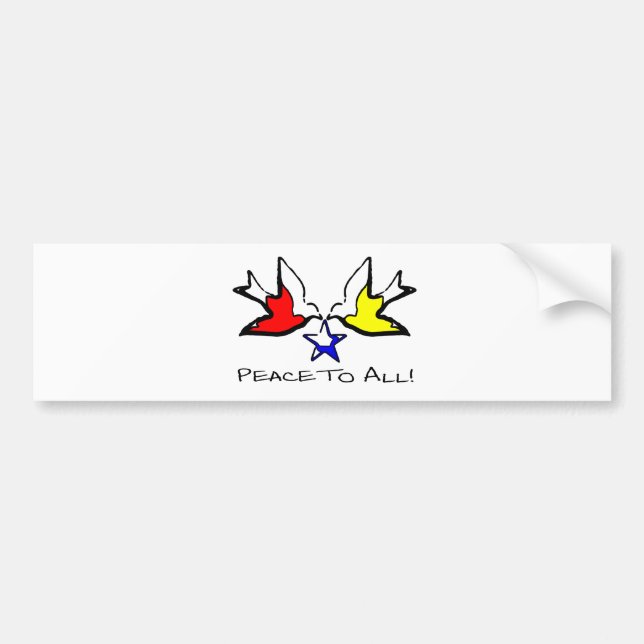 Doves Of Peace - Modern Christian Design Bumper Sticker (Front)