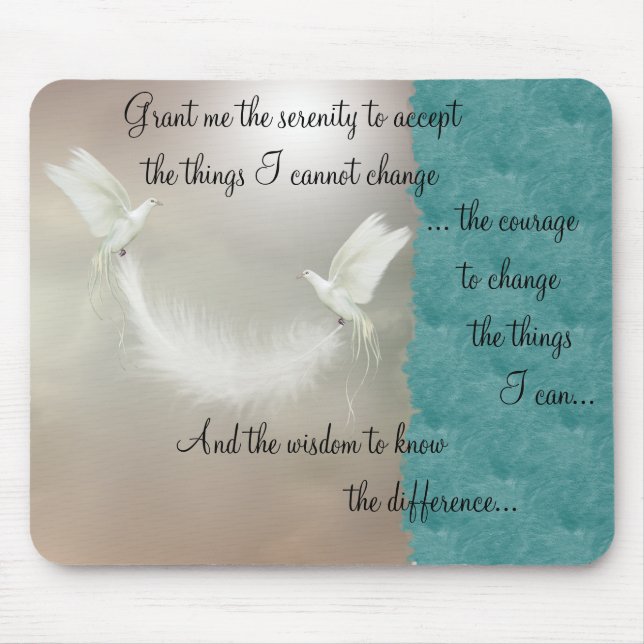 Doves Serenity Prayer Mousepad ~ gold (Front)