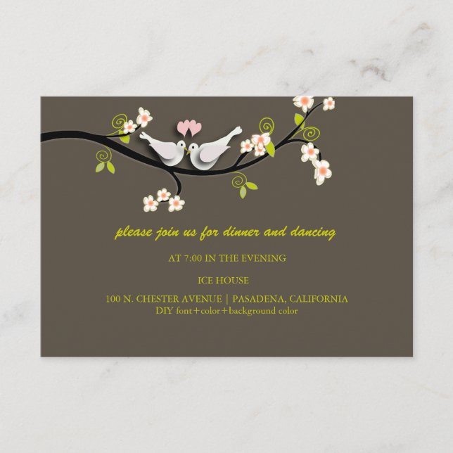 Doves wedding reception cards/Enclosures/DIY Enclosure Card (Front)