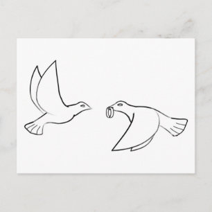 Doves With Wedding Rings Postcard