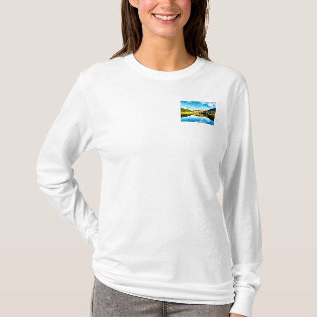 Dovestone Reservoir in winter Basic Dark T-Shirt (Front)