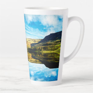Dovestone Reservoir in winter Latte Mug