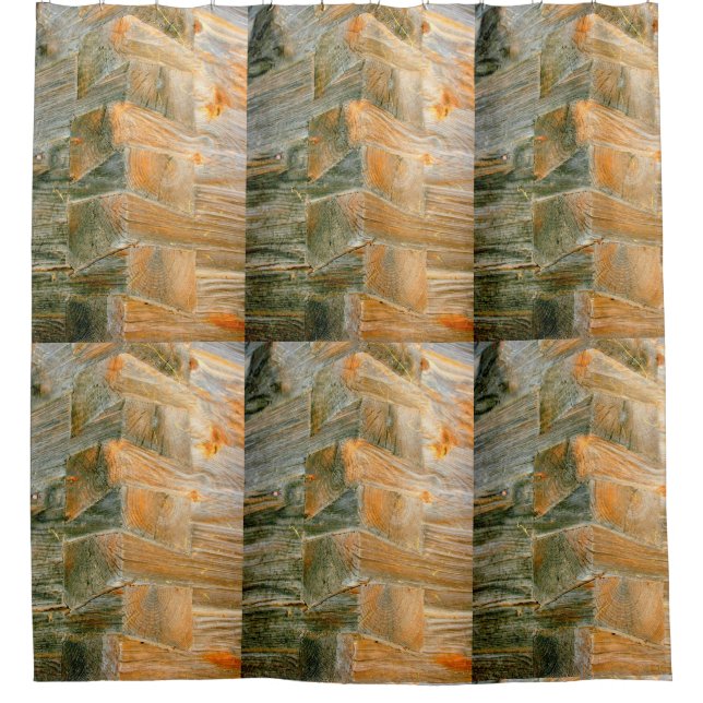 dovetailed cabin corner shower curtain (Front)