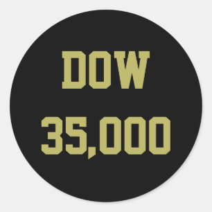 Dow 35000 Stock Market Celebration Classic Round S Classic Round Sticker