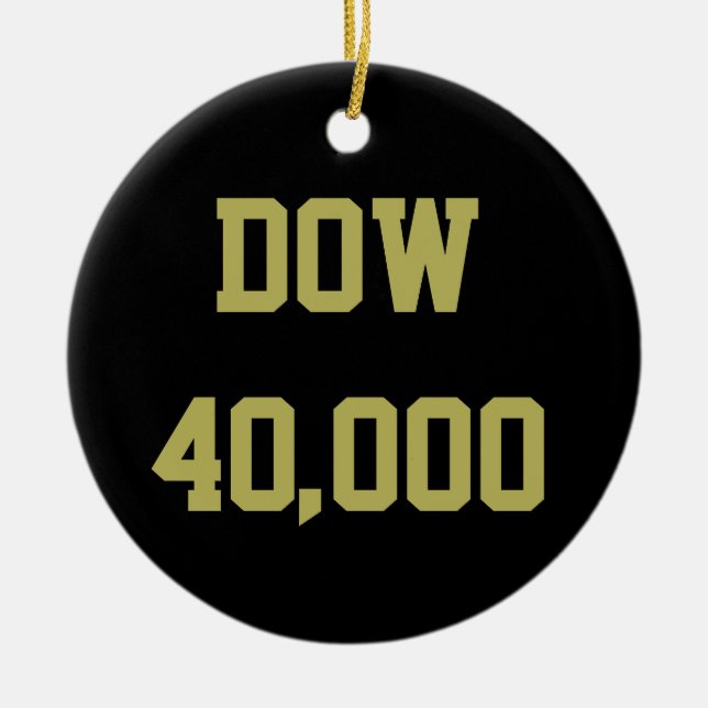 Dow 40000 Stock Market Celebration Ceramic Tree Decoration (Front)