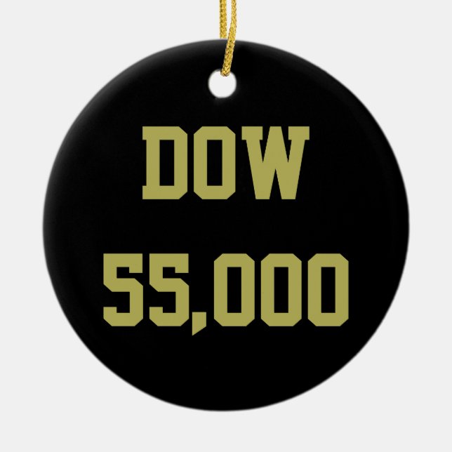 Dow 55000 Stock Market Celebration Ceramic Tree Decoration (Front)