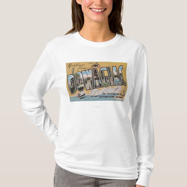Dowagiac, Michigan - Large Letter Scenes T-Shirt (Front)