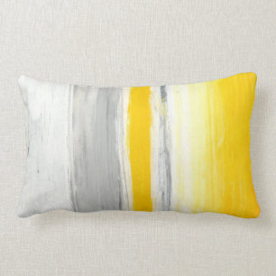 'Down Below' Grey and Yellow Abstract Art Pillow